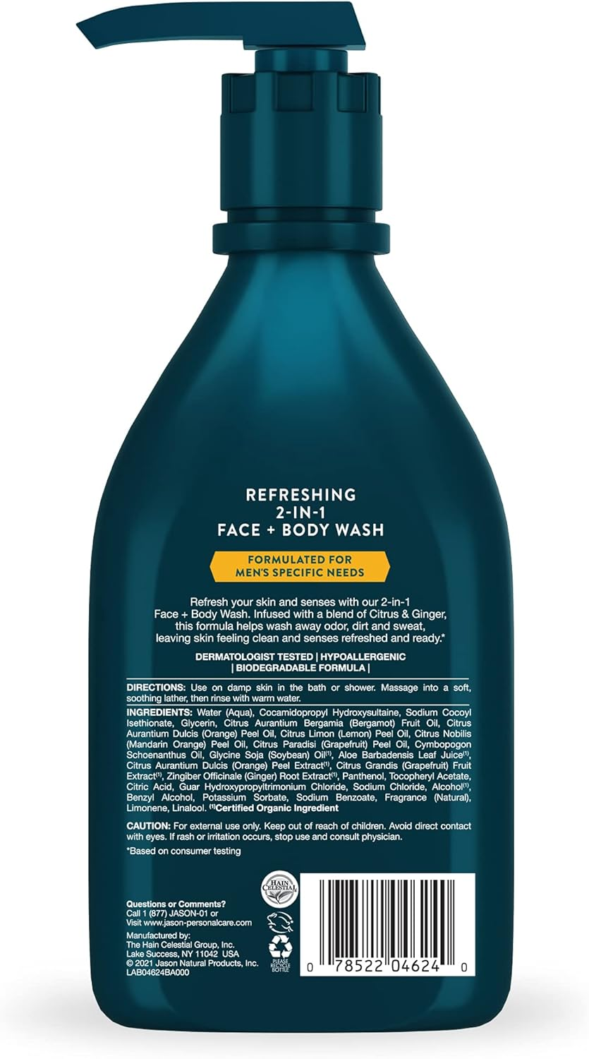 Jason Men'S Refreshing 2-In-1 Face & Body Wash, 16 Oz image number 1