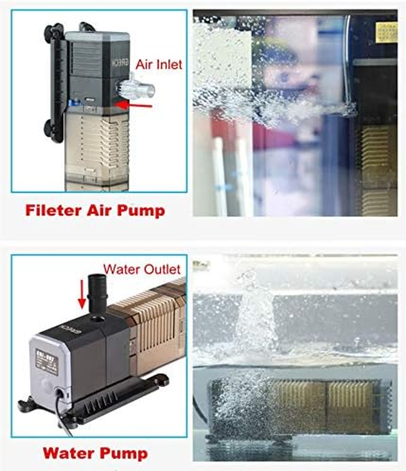 Filters & Accessories - Aquarium Filter Pump Super 4 in 1 Fish Tank Submersible Air Oxygen Internal Pump CHJ502/CHJ602/CHJ902/CHJ1502 Water Pump (CHJ-502 X P3 AU Plug) image number 1