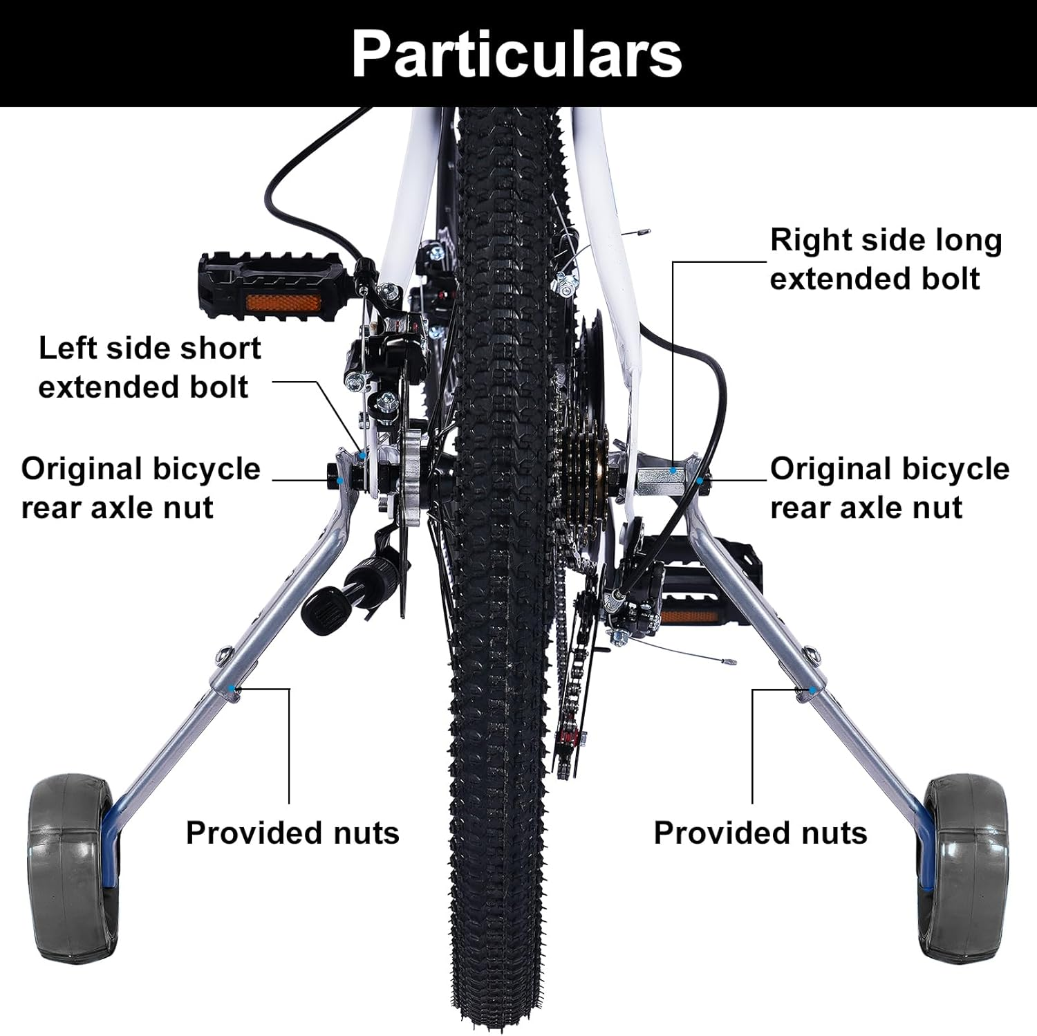 FORTOP Training Wheels for Kids Bikes with Gears, Derailleur Compatible, Fits 16&ndash;22 Inch Children&rsquo;S Bicycles, Heavy Duty Adjustable Stabilizers for Kids Gear Bikes (Black) image number 5
