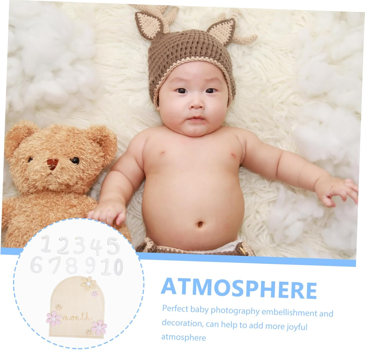 Wooden Monthly Milestone Sign Double Sided Photo Prop Card for Newborn Growth Tracking and Nursery Decoration Smooth Surface Safe Marker for First Year Memory Capture