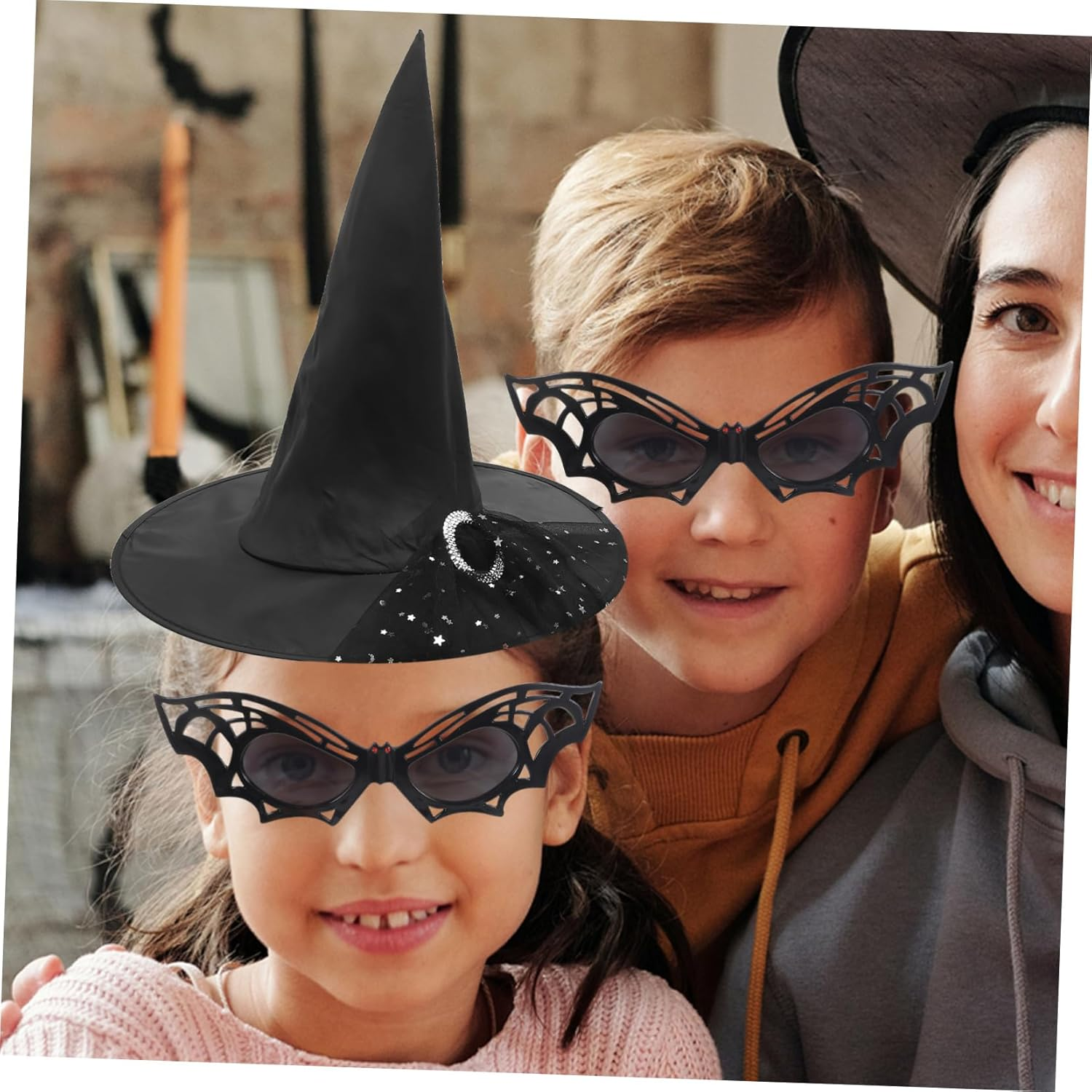 Amosfun Halloween Costume for Adults and Boys and Girls Including Witch Hat Gloves and Glasses Props for Cosplay Party and Trick-Treating image number 5