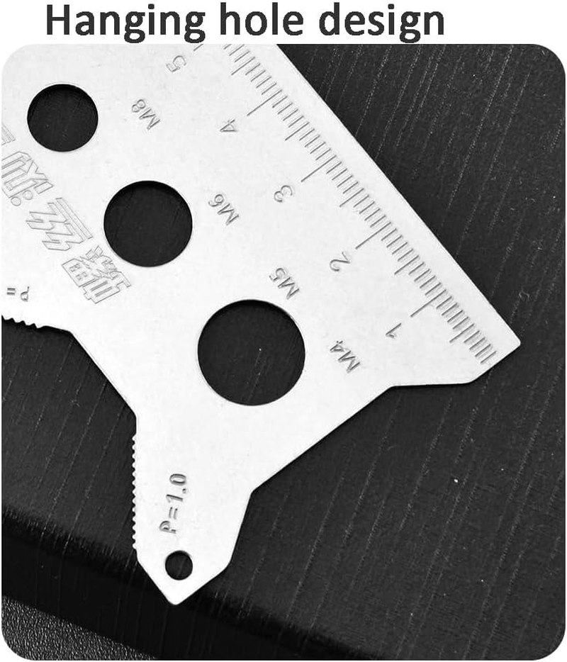 Screw Gauge Bolt Gauge Card Double Sided Compact, Stainless Steel, Portable, Compact, Bolt Sizing Tool, for Repairers Engineers Machinists image number 4