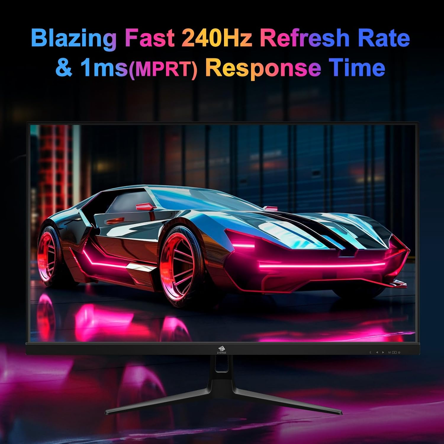 Z-Edge 27'' Gaming Monitor 240Hz IPS Panel, 1Ms MPRT, Freesync, Fhd(1920X1080) LED Monitor, 400Cd/M&sup2; Brightness, Ultra-Thin Bezel, 2&times; HDMI2.0 & 2&times; DP1.4, VESA Mountable 100*100Mm (HDMI Cable Included) image number 3