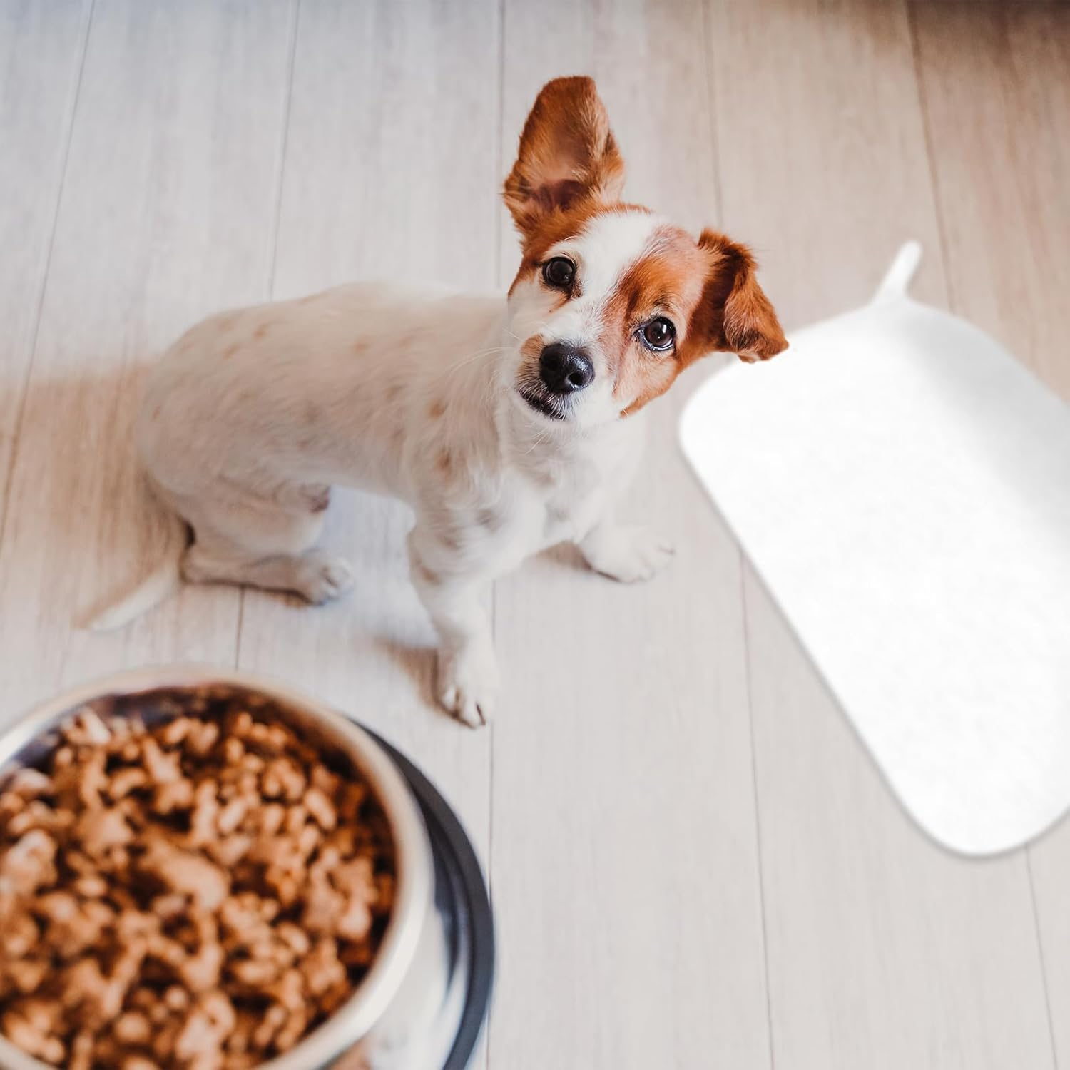 NILLOS Dog Cat Bowl Mat, 1 PCS White Pet Feeding Pad with Raised Edge to Prevent Food and Water Spills (49 X 34 Cm/19.29 X 13.38 In) image number 4