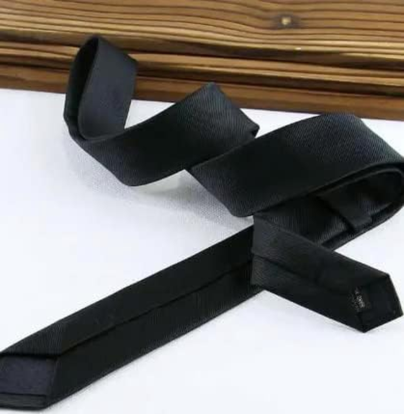 Max & Miller Mens Black Slim Skinny Wool Tie Necktie Wedding Present image number 5