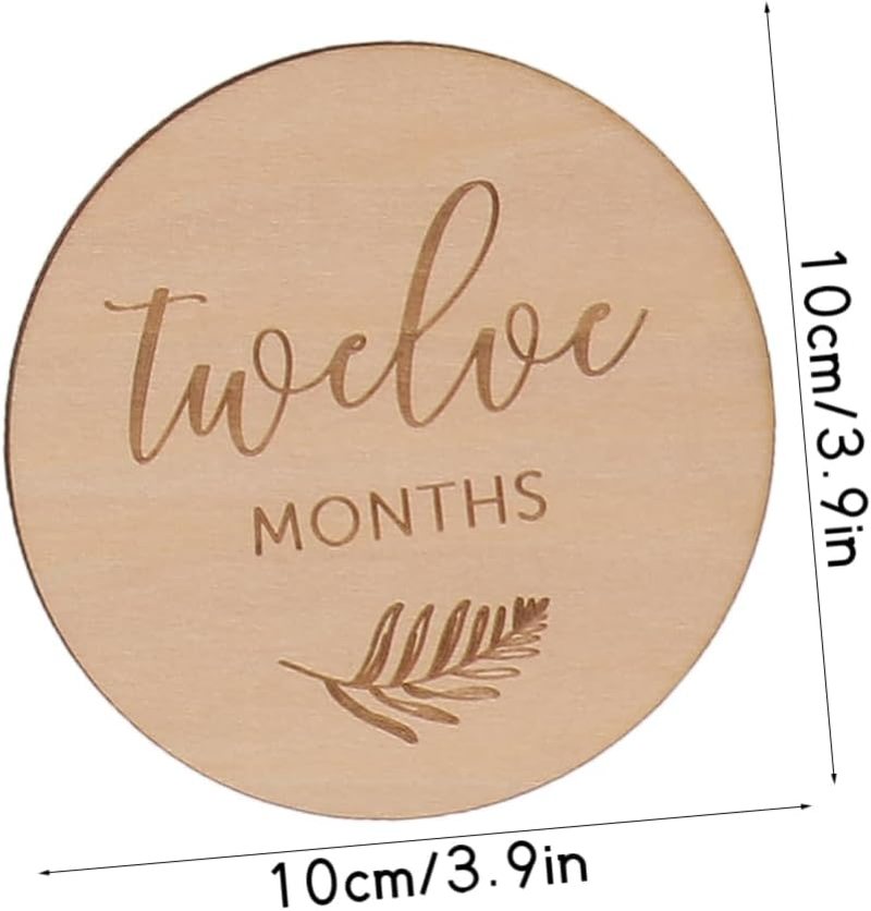 12Pcs Wood Milestone Discs Newborn Milestone Cards for Birthday Decorations Tummy Toys - Assorted Color image number 3