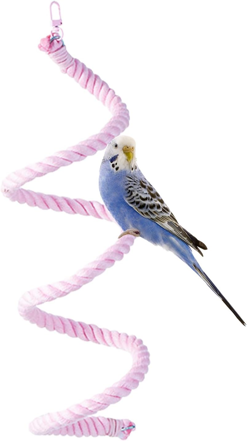 Rope Perches for Bird Cages - Colorful Cage Chewing Toys for Small Medium Parrot - Multi-Color Peony Chewing Swing Cotton Ladder Standing Stick image number 4