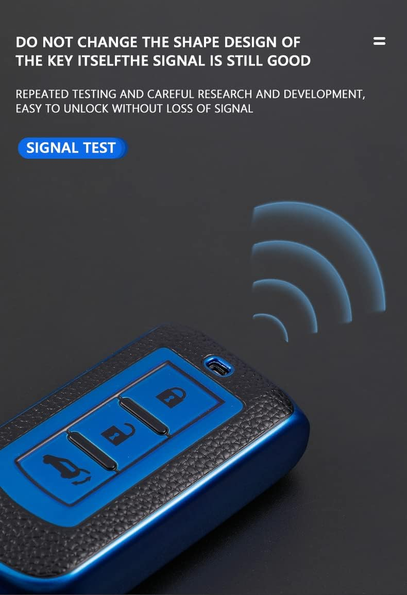 HIBEYO TPU Car Key Fob Cover with Keychain Fits for Mitsubishi - Red image number 2