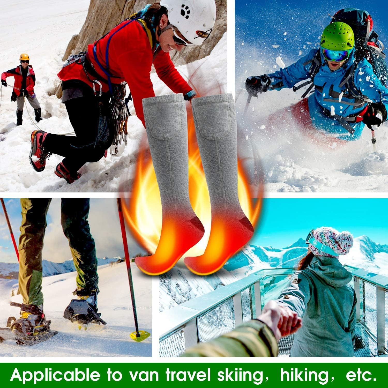 Heated Socks for Men Women, 3.7V 2200Mah Electric Rechargeable Battery Thick Long Ski Socks for Winter Cold Weather Hunting Hiking Camping Skating Motorcycle Cycling Fishing image number 1