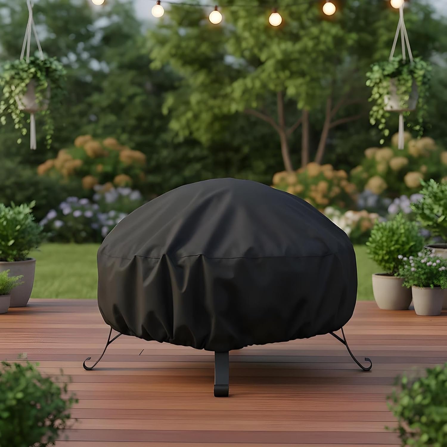 Round Cover for Fire Pit - Oxford Fabric Dust-Proof - Waterproof round Fire Pit Protector Cover,For Sunlight Snow Leaves Debris Grilling Barbecue Cooking Burning Bonfire