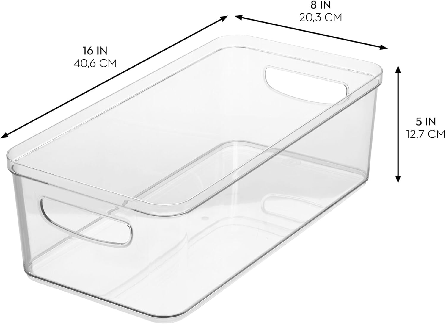 Idesign 71780 Crisp Fridge and Pantry Storage Handles, Container for Food, Drinks, Produce Organization, Bpa-Free, 16" X 8" X 5", Large Bin