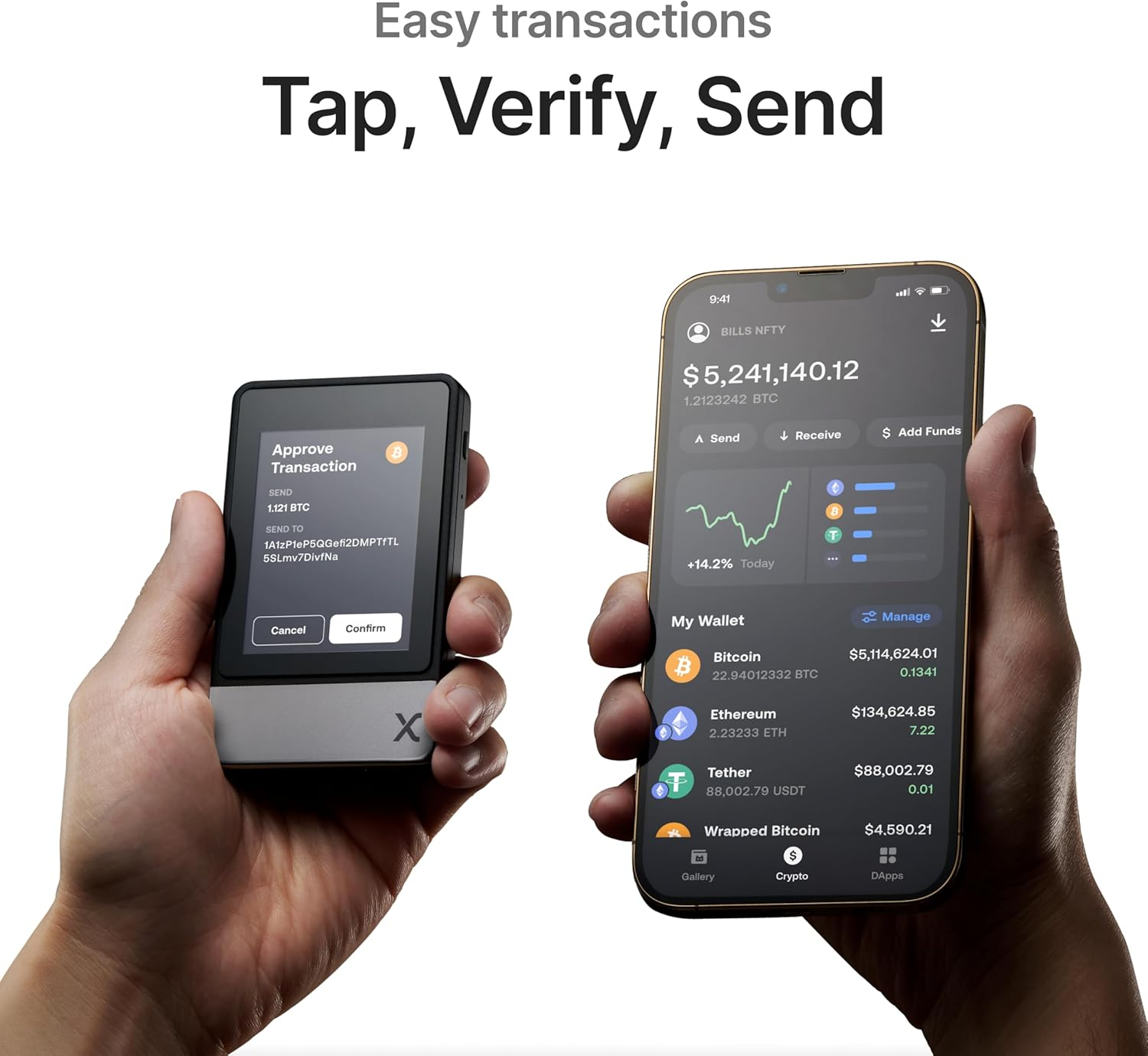 Secux Neo X - Crypto Wallet W/Intuitive Touchscreen, Bluetooth & USB-C, Manage Bitcoin, Ethereum, Nfts, Tokens, & Cryptocurrency with Military-Grade Security and User-Friendly Interface image number 4