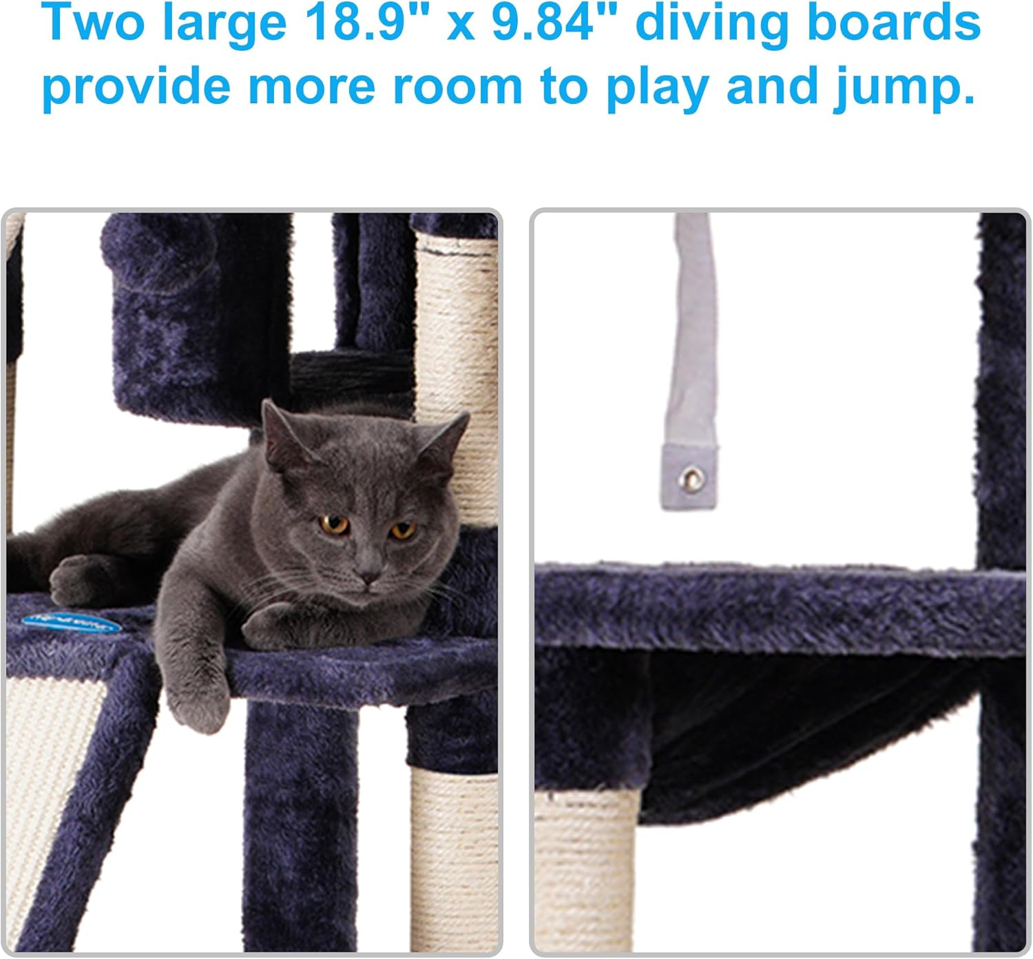 Hey-Brother Cat Tree, 180 Cm XL Large Cat Tower for Indoor Cats, Multi-Level House with 3 Padded Perches, Big Scratcher, Cozy Basket, 2 Cat Condos and Scratching Posts, Smoky Gray MPJ034G image number 2