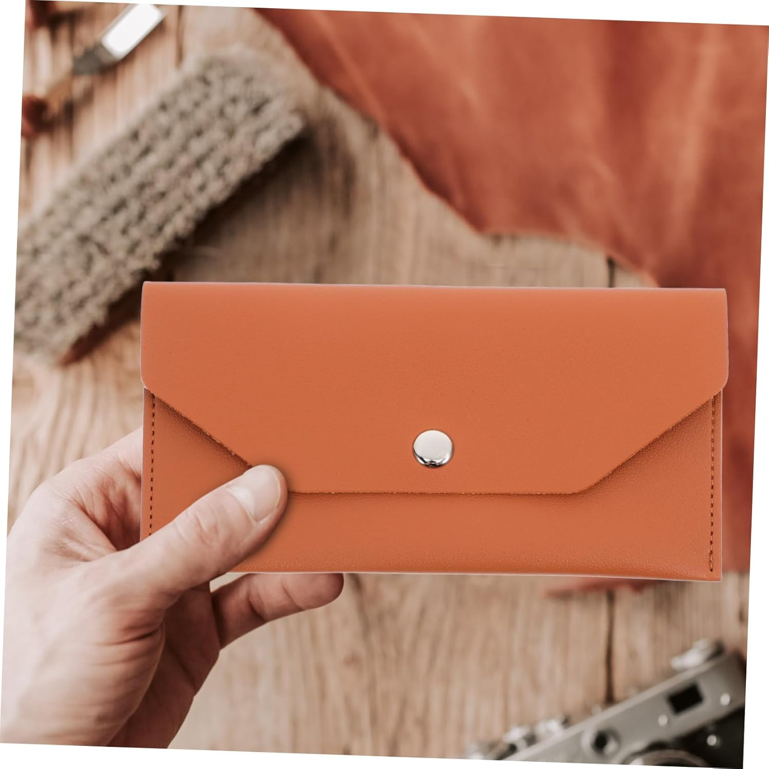 SOPOTUTU Card Organizer Money Envelope Passport Pouch Multiple Passport Holder Wallet - Brown image number 4