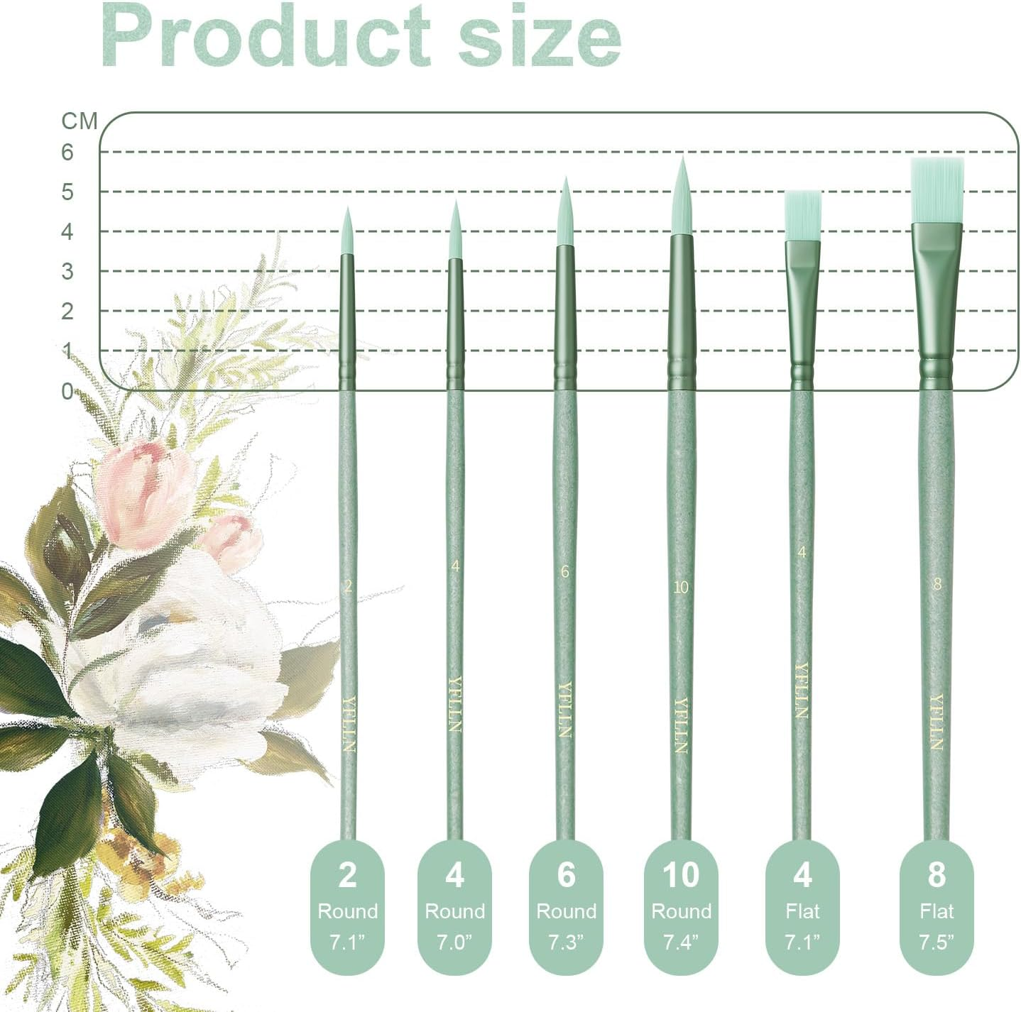 Paint Brushes Set for Acrylic Painting,Watercolor Brushes Painting Brush Nylon Hair Brushes for Acrylic Oil Watercolor Canvases Rock Body Face Nail Miniature Detailing Drawing Art Supplies(Green) - Red image number 7