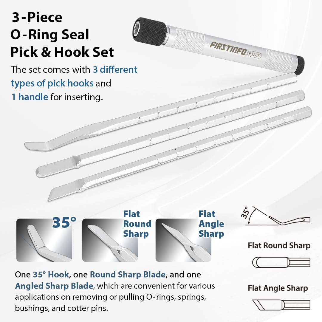 FIRSTINFO F3283 Patented 3-Piece O-Ring Seal Pick Hook Set, O-Ring Seal Gasket Pick Hooks Puller Remover Tool image number 2
