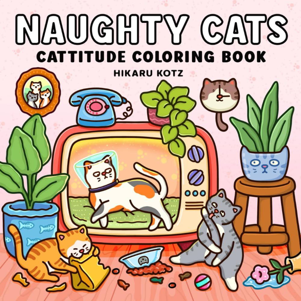 Naughty Cats: Cattitude Coloring Book for Adults and Teens image number 4