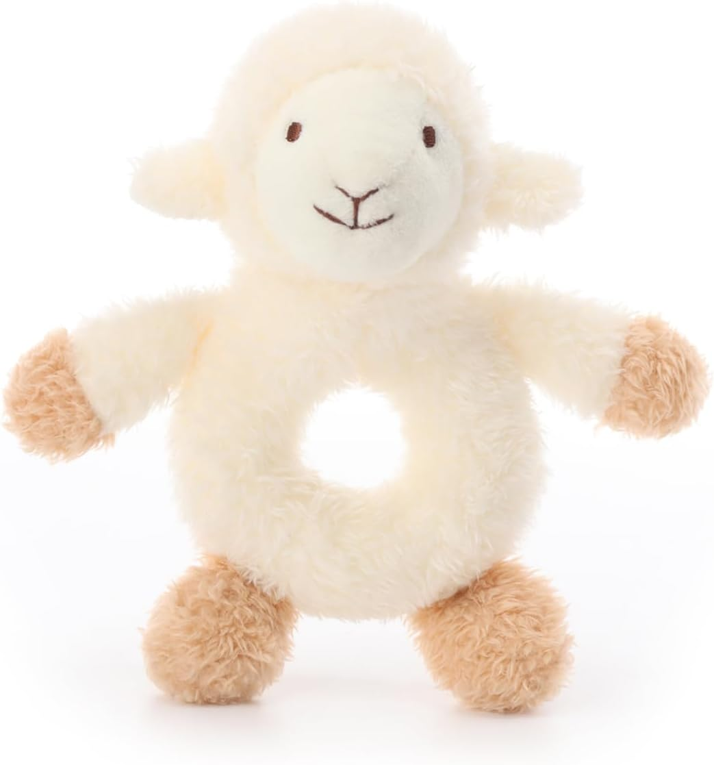 Apricot Lamb Baby Lamb Soft Rattle Toy, Plush Stuffed Animal for Newborn Soft Hand Grip Shaker over 0 Months (Lamb, 4 Inches) image number 6