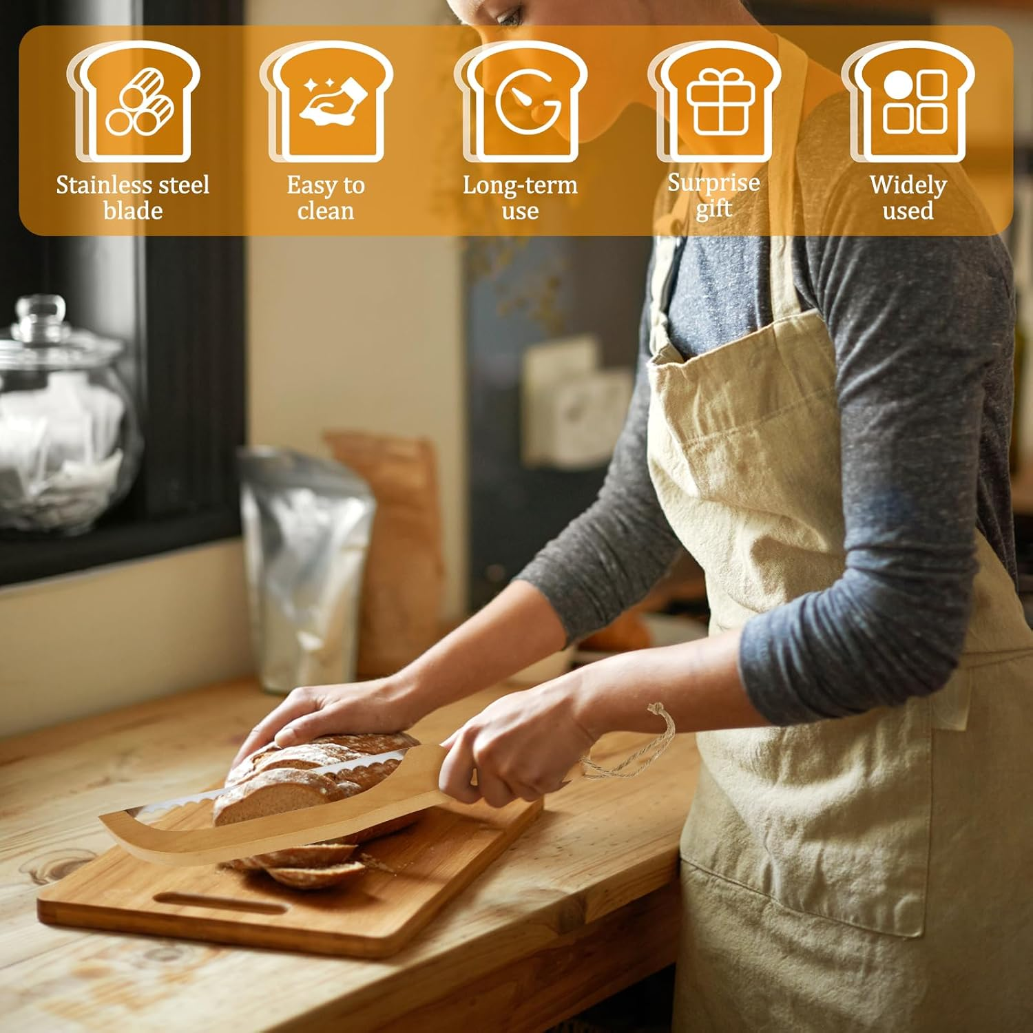 Serrated Bread Bow Knife with 2 Spare Blades,Stainless Steel Bread Cutting Tool,15.7In Fiddle Bow Handle Design Bread Slicer,Sourdough Slicer Knife for Sourdough Loaf Baguettes Bagels