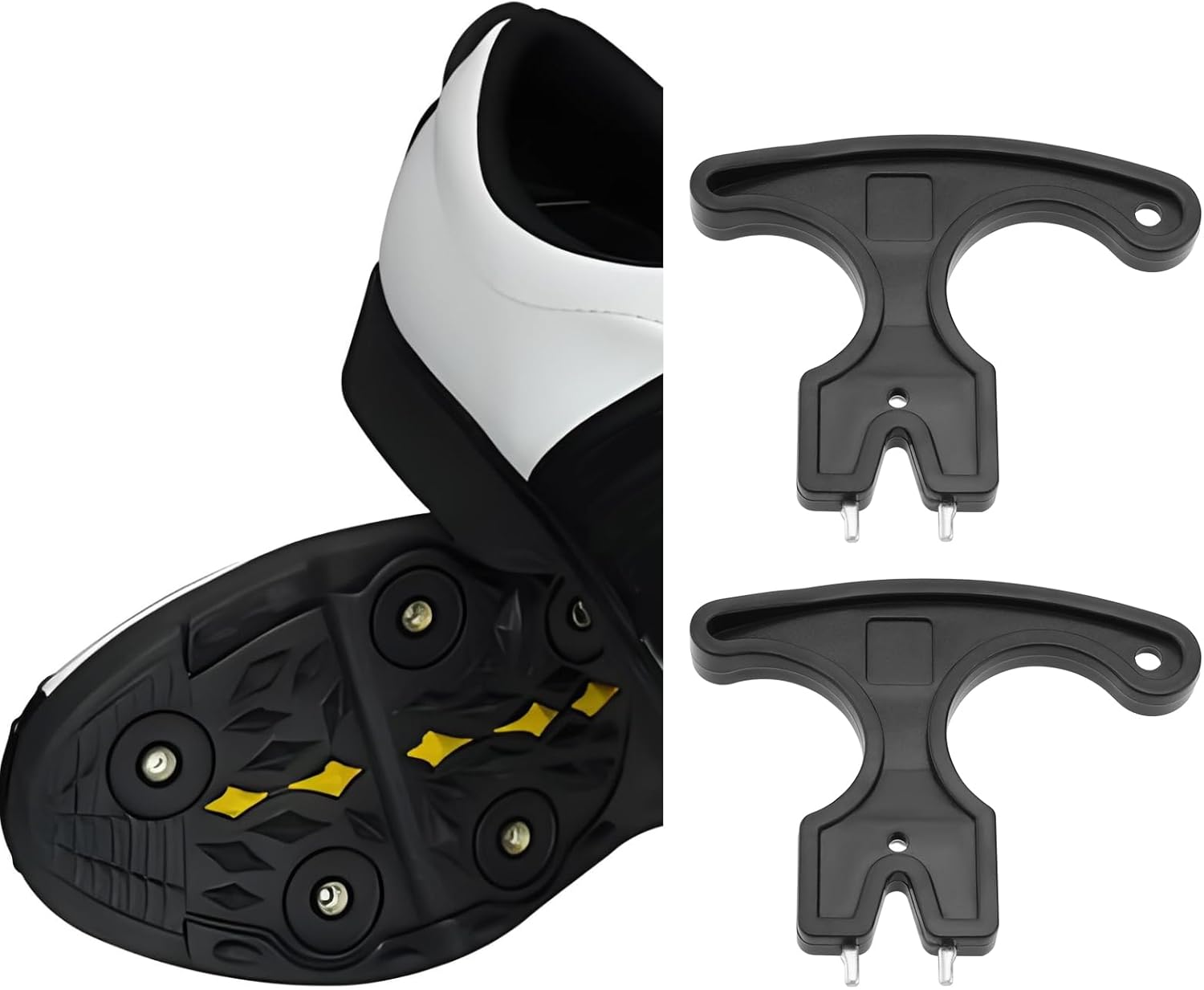 OTOTEC 4Pcs Black Golf Shoes Spikes Fast Removal Universal Tool Two Pin Golf Shoes Spike Wrench Handheld Spikes Wrench for Cricket Shoe Golf Shoes image number 3