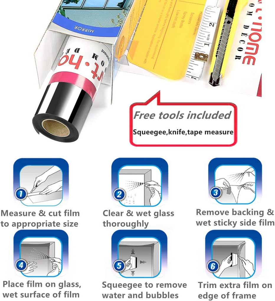 Arthome Heat Blocking Window Film Kit Anti-Uv 90X254Cm, Heat Control Window Stick Tint Reflective No Glue Static Cling Adhesive DIY One Way Film for Home and Office Sun Glare Reduction with Tool&hellip; image number 2