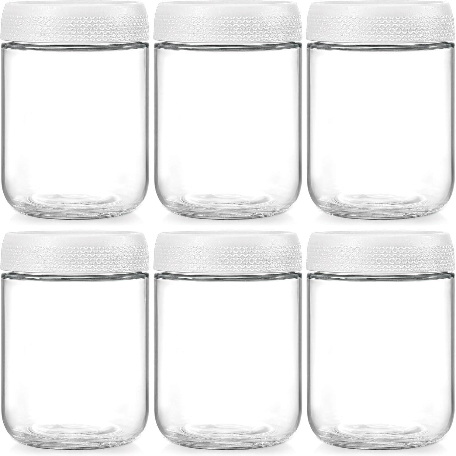 6 Pack Overnight Oats Containers with Lids, 16Oz Clear Glass Mason Jars with Airtight Lids, Breakfast Oatmeal Container to Go, Salad Meal Prep Jars for Salad Food Cereal Snacks Pudding Yogurt Storage image number 1