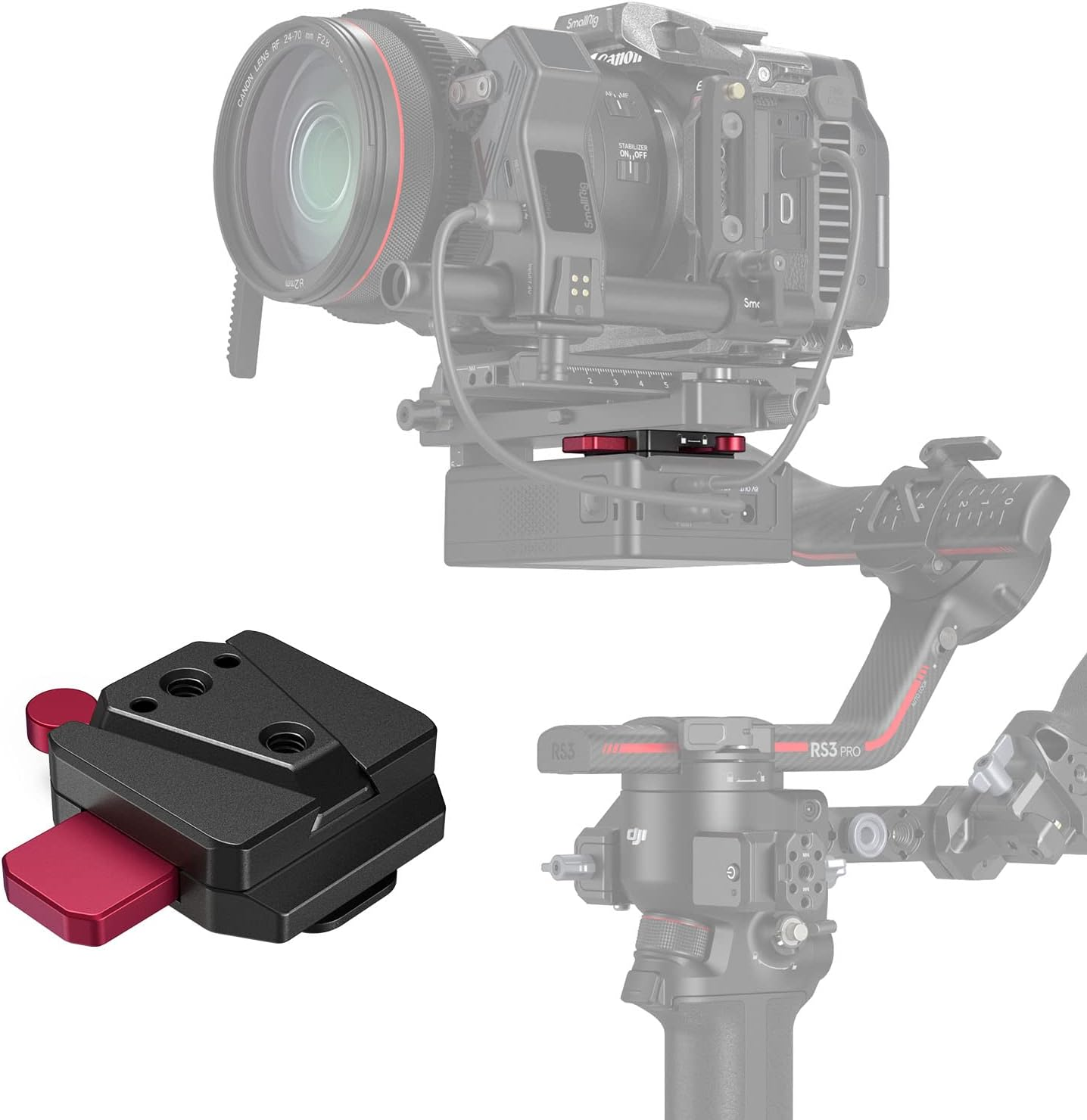 Smallrig Mini V Mount Battery Plate for DJI RS 3 / RS 3 Pro/Rs 2 / RSC 2 Gimbals, Comes with V-Lock, Cold Shoe & 1/4"-20 Threaded Holes for V Mount & NP-F Battery - 4189