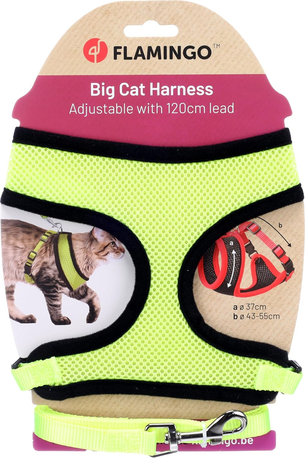 Flamingo Cat Harness with Leash Harms Yellow 37Cm 43-55Cm 120Cm 15Mm image number 5
