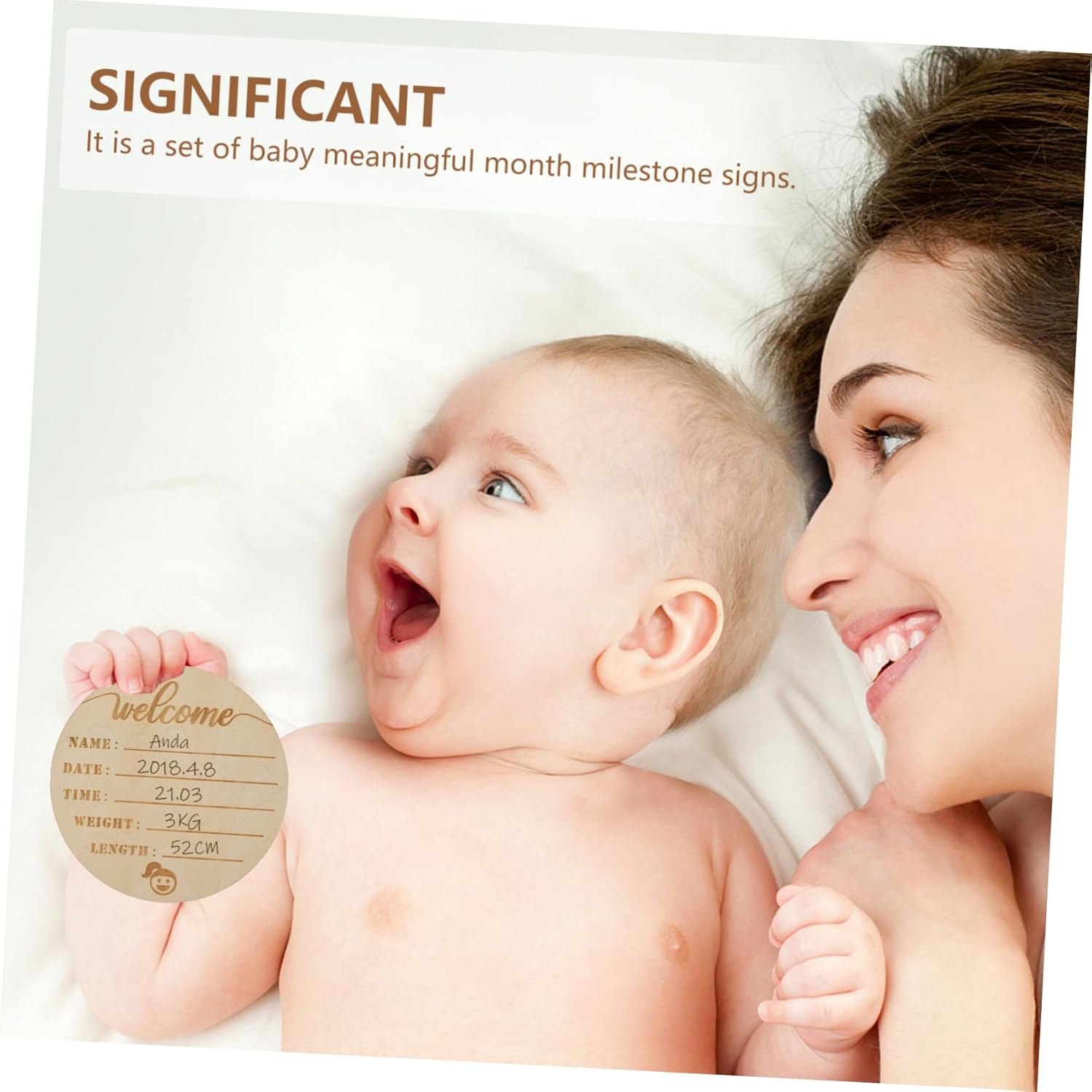 HANABASS 6Pcs Wooden Birth Milestone Cards Newborn Monthly Announcement Signs Durable Photo Props for Girl Milestone Photography image number 1