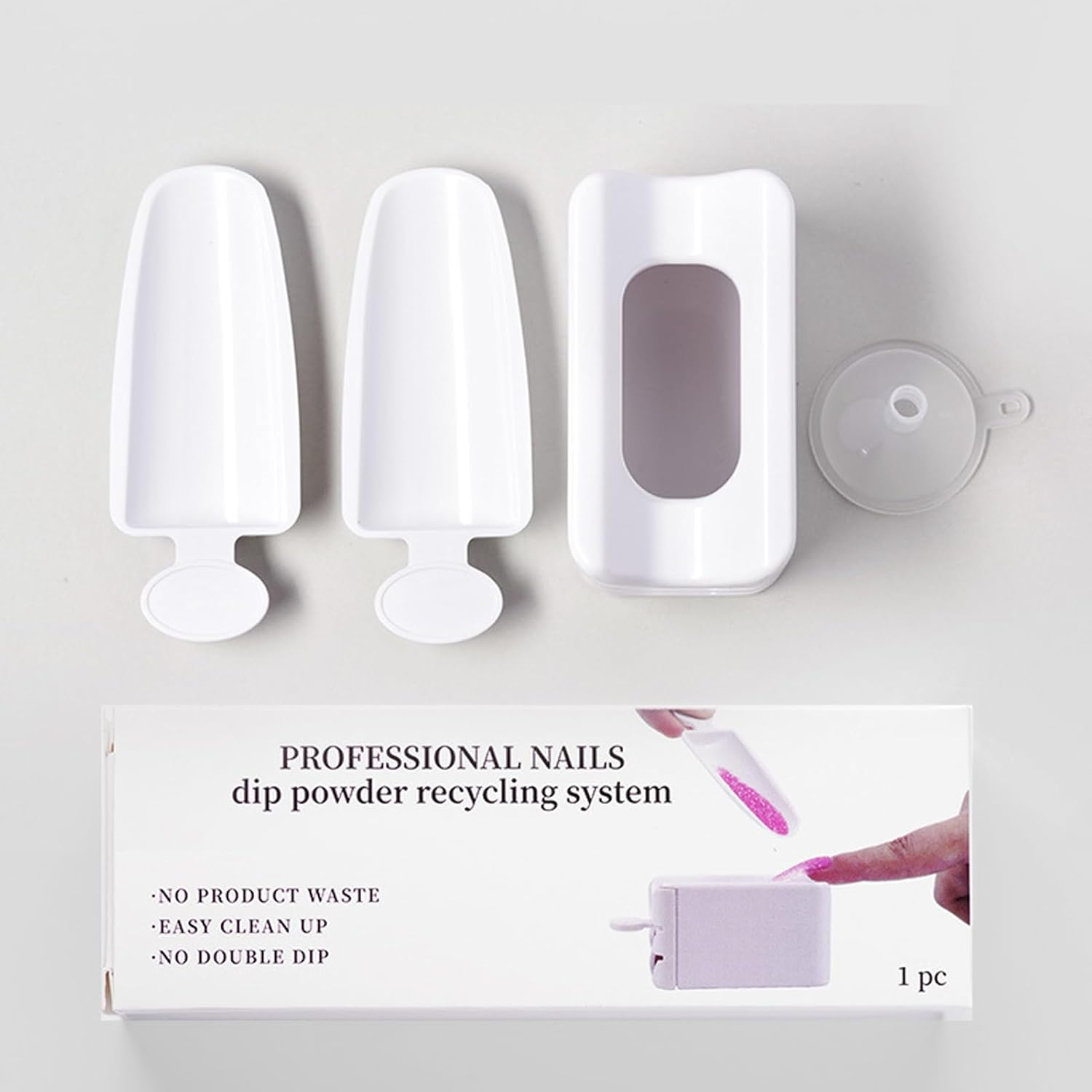 French Tip Nail Dipping Powder Collector Kit with Spoon and Funnel, Nail Dip Powder Recycling Tray, Glitter Catcher Tray for Nails, Manicure Accessories image number 5