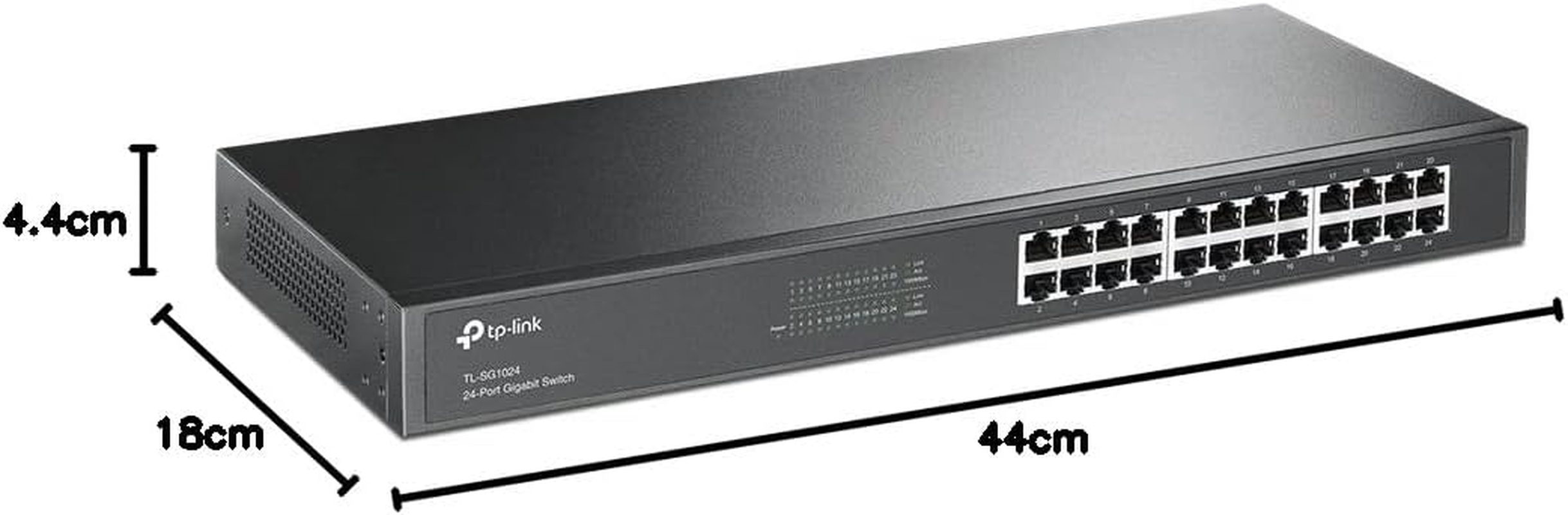 Tp-Link 24-Port Gigabit Unmanaged Rackmount Ethernet Switch, RJ45 Ports, Support Auto MDI/MDIX, Energy Power Saving, Metal Casing, Isolation Mode, Plug & Play, Loop Prevention (TL-SG1024)