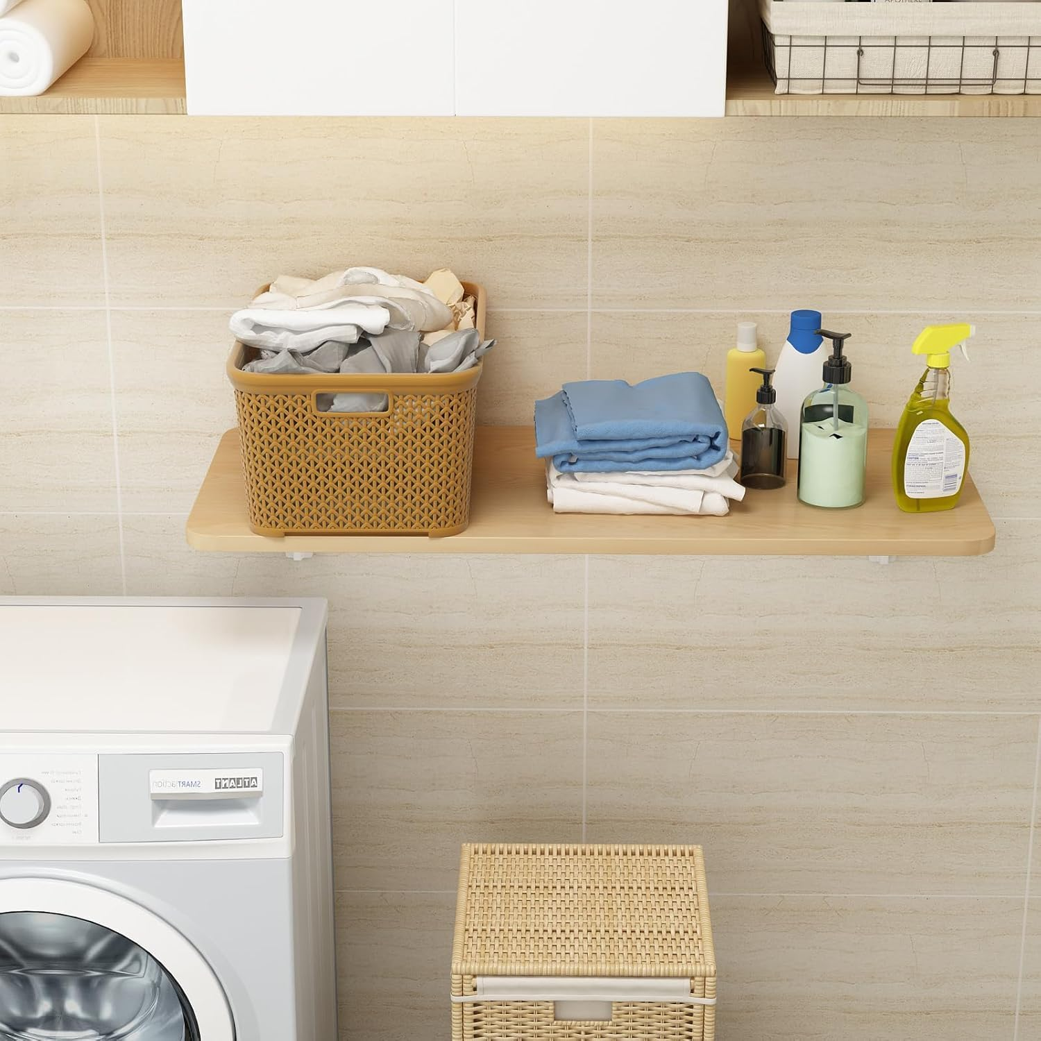 FANGXIN Wall-Mounted Folding Laundry Table &ndash; Space-Saving Desk for Small Areas | Office, Workbench, Kitchen, Dining | 220LBS Capacity, Waterproof &ndash; Easy Installation & Cleaning (47.2" X 19.7") image number 6