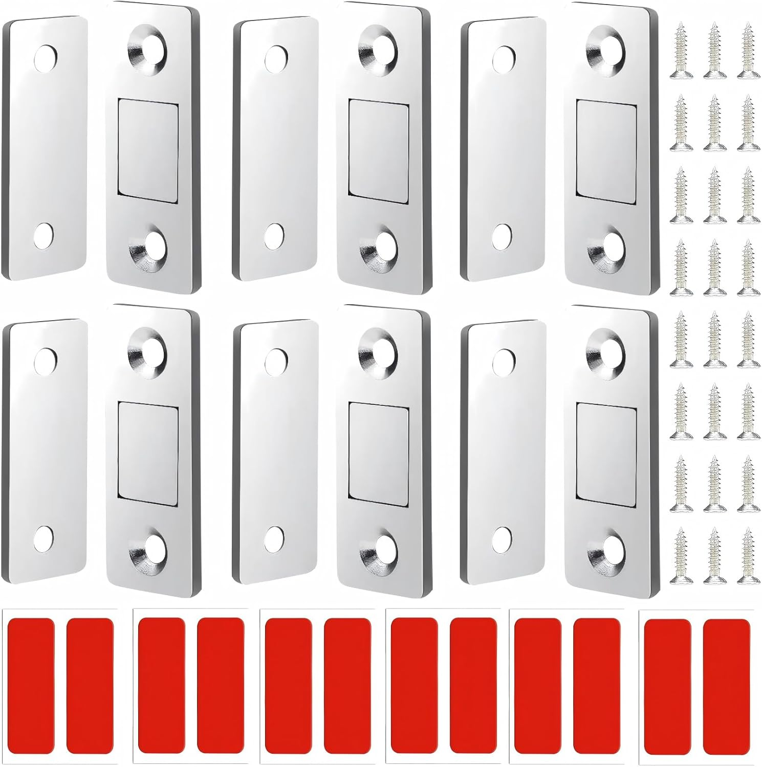 Cabinet Magnetic Catch 6 Pack Ultra Thin Cabinet Door Magnetic Catch for Drawer Magnets Adhesive Cabinet Latch Magnetic Closures for Kitchen Closet Door Closing Magnetic Door Catch Closer image number 1