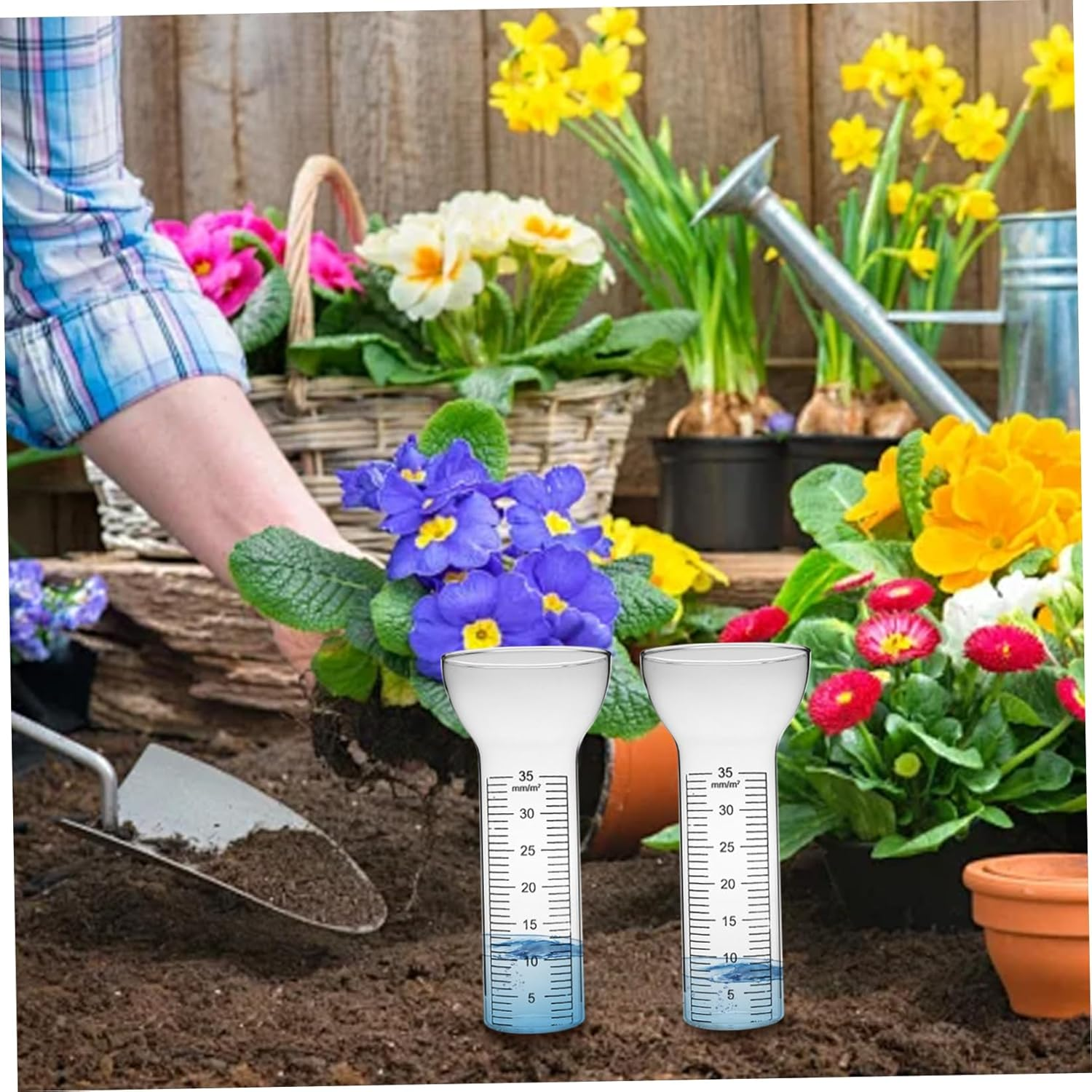 Rain Gauge Replacement Tube 2Pcs Freeze Proof Glass Rain Gauge Tube with Clear Marks 35 Mm Open Rain Gauges for Yard Garden Water Gauge for Rain image number 2