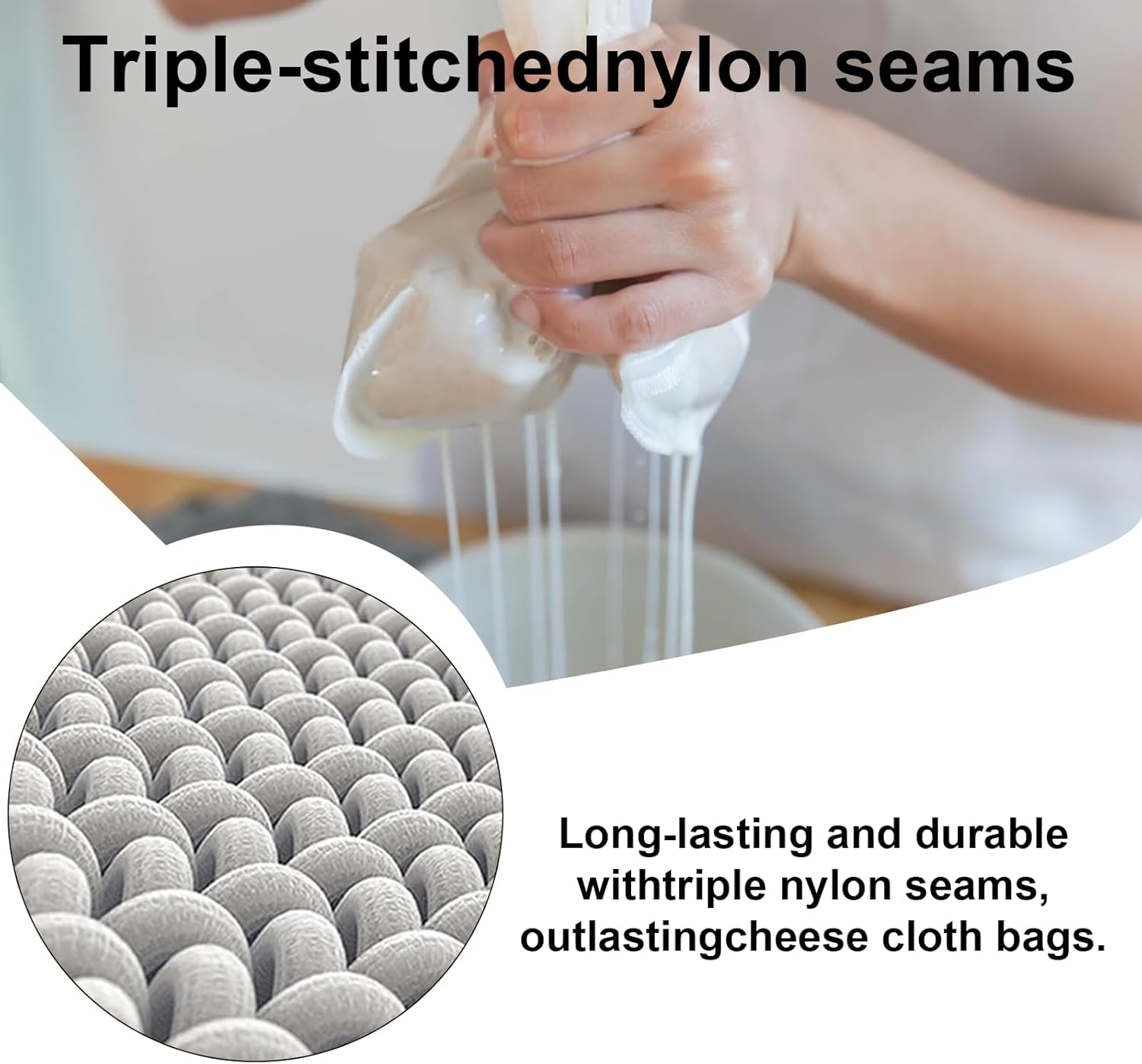 Rhoyee 4-Pack 12"X12" Nut Milk Bags &ndash; Reusable 100-Micron Fine Mesh Food Grade Nylon Strainer for Almond Milk, Cold Brew Coffee, Juice, Yogurt, Tea & Home Brewing &ndash; XL Cheesecloth Alternative image number 4