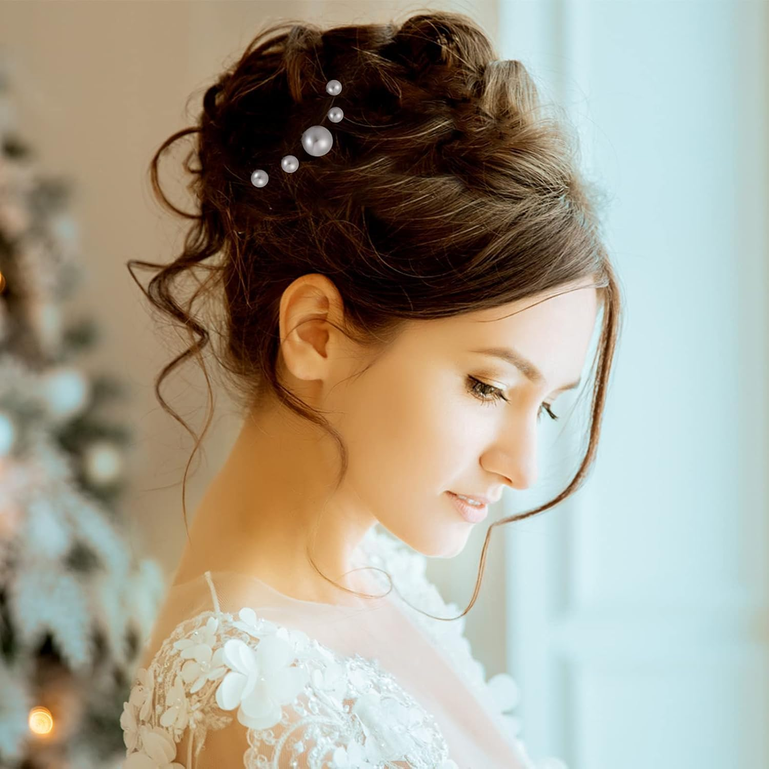 18 Pcs Wedding Pearl Hair Pins,Pearl Hair Pins Bridal Wedding Pearl Hair Accessories,White Pearl Bobby Clips for Brides and Bridesmaids Hair Style (Golden)