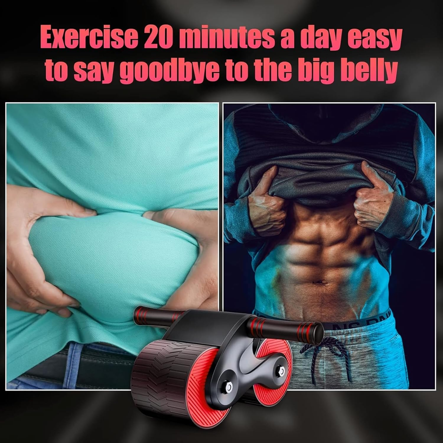 Ab Roller Wheel，Annuoyi Rebound Abdominal Wheel/Abdominal Exercise Equipment，Automatic Rebound Abdominal Wheel with Knee Mat,Suitable for Core Strength Training in Fitness Centers image number 5