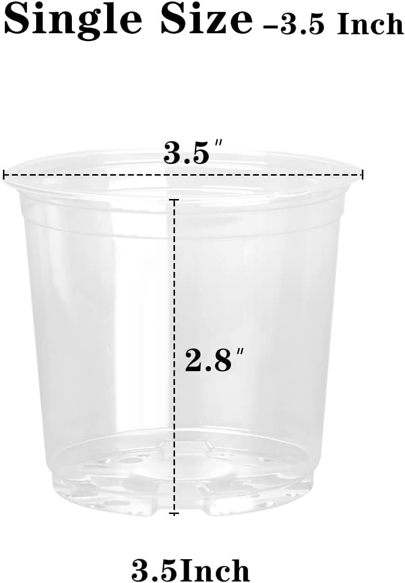 Plant Pot, Plastic Pot, Clear Nursery Planter 8.89 Cm, 20 Pack, Drainage Holes for Seed Starting and Repotting, Transparent for Root Observation, Compatible with Small to Medium Plants, Herbs,-Crfy image number 5