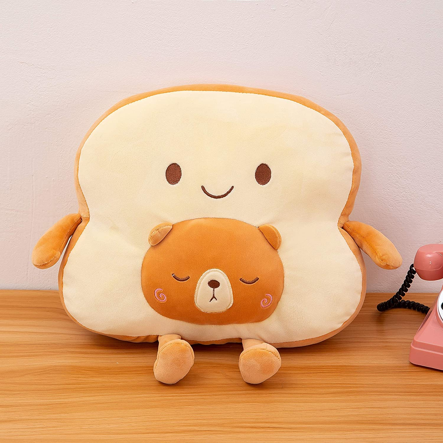 SQUISHY DOT Kawaii Stuffed Animal, Toast Plush Pillow, Cute Cushion, Throw Pillow, Stuffed Bread Plushie, Sliced Bread Toy, Cute Japanese Anime Plush Cushion image number 3