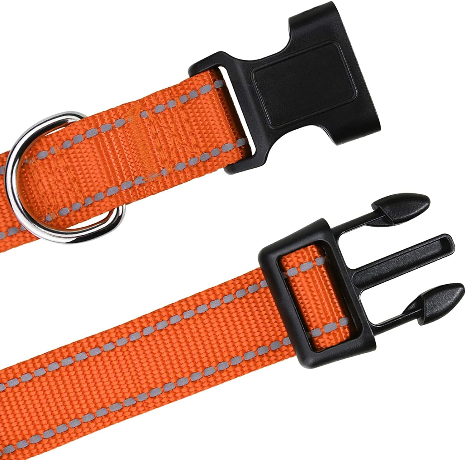 Reflective Dog Collar with Safety Locking Buckle, Adjustable Nylon Pet Collars with Soft Neoprene Padded for Puppy Small Dogs,2.0 Cm Width, Orange image number 4