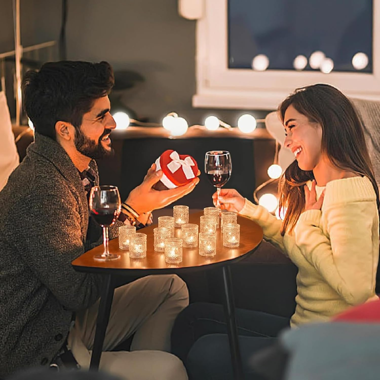 Set of 24 Clear Glass Votive Candle Holders, Tealight Candle Holders for Table Centerpieces, Relief Sunflower Shape, Wedding, Home, Bridal Shower, Birthday Party Table Decor (Clear) image number 4