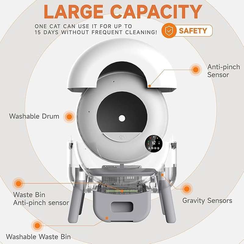 Self Cleaning Litter Box-100L Automatic Cat Litter Box for Multiple Cats,Cat Litter Genie with APP Control Extra Large Smart Litter Box image number 2