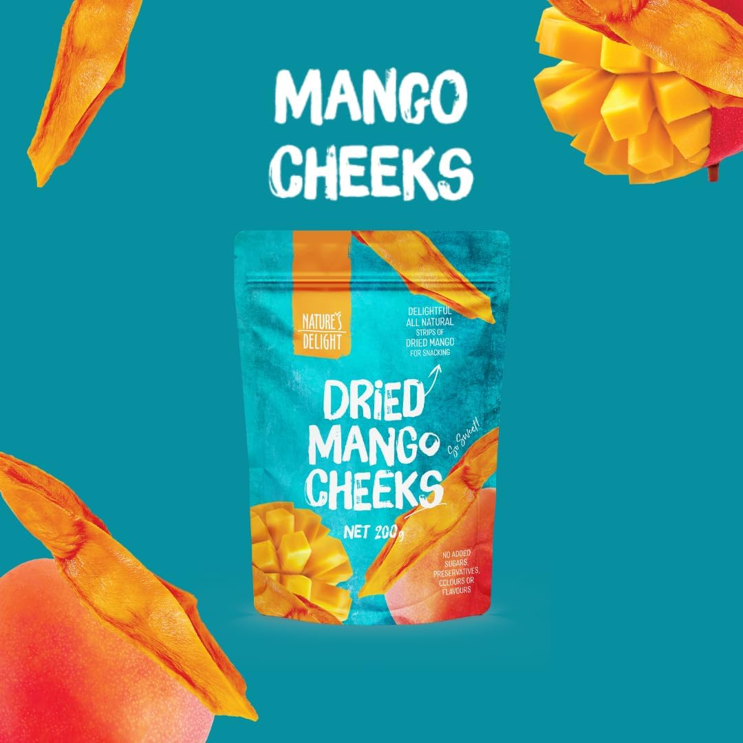 Nature&rsquo;S Delight Premium Naturally Dried Mango 200G &ndash; Sweet Mango Slices, Soft & Chewy Dried Fruit Snack Pack image number 1