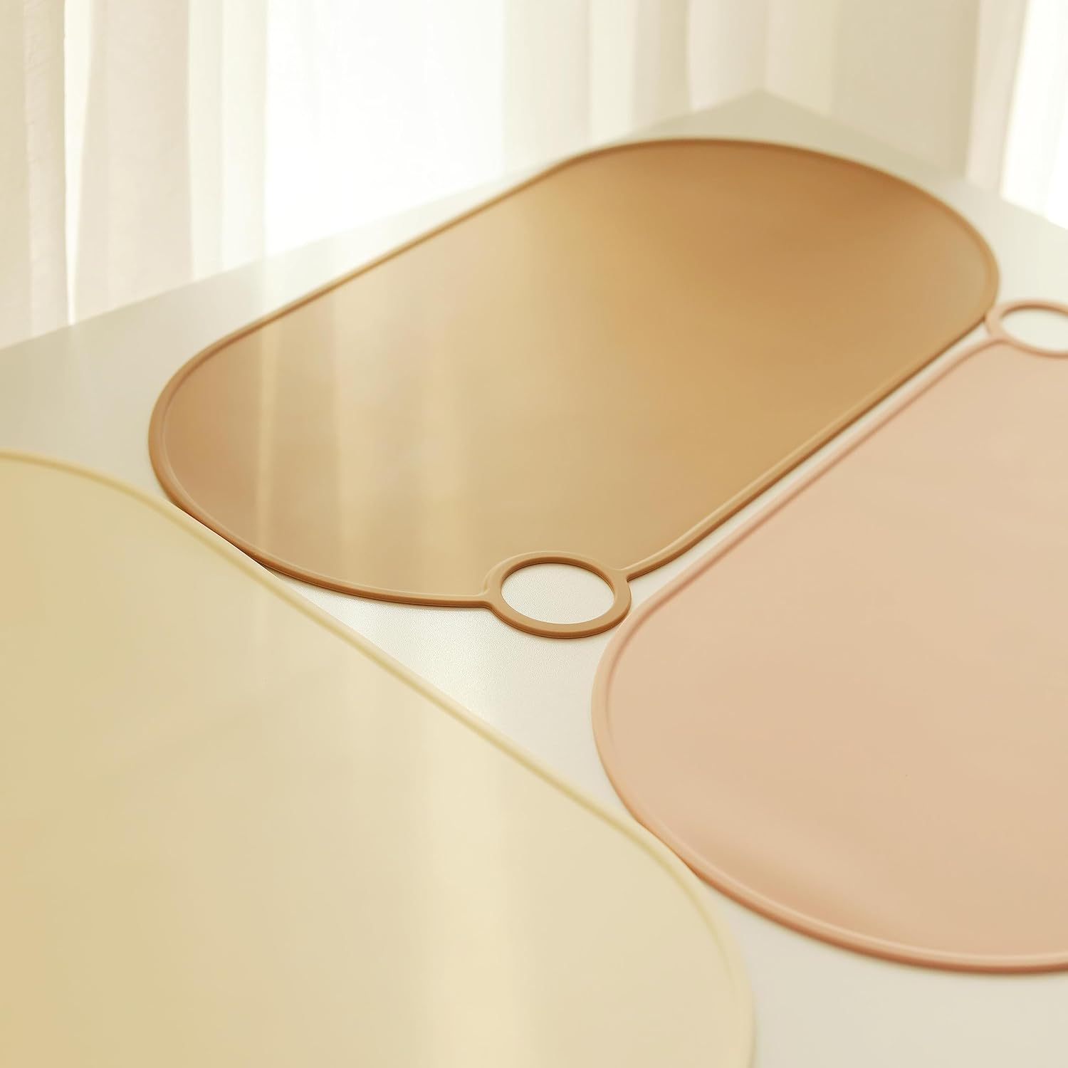 Silicone Placemat for Kids Toddlers Baby, Non-Slip Kids Placemats for Dining Table, Wipeable Stain Resistant Baby Food Eating Mat Hanging for Storage, Dishwasher Safe (Moody Blue) image number 3