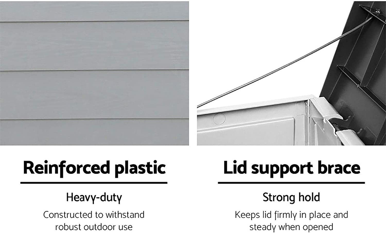 Gardeon Outdoor Storage Box Container Cabinet Bench, 290L Large Lockable Tool Toy Deck Boxes Chest Garden Shed Storages Ottoman Chair Seat Patio Indoor Furniture, with Wheels Handles Black image number 1