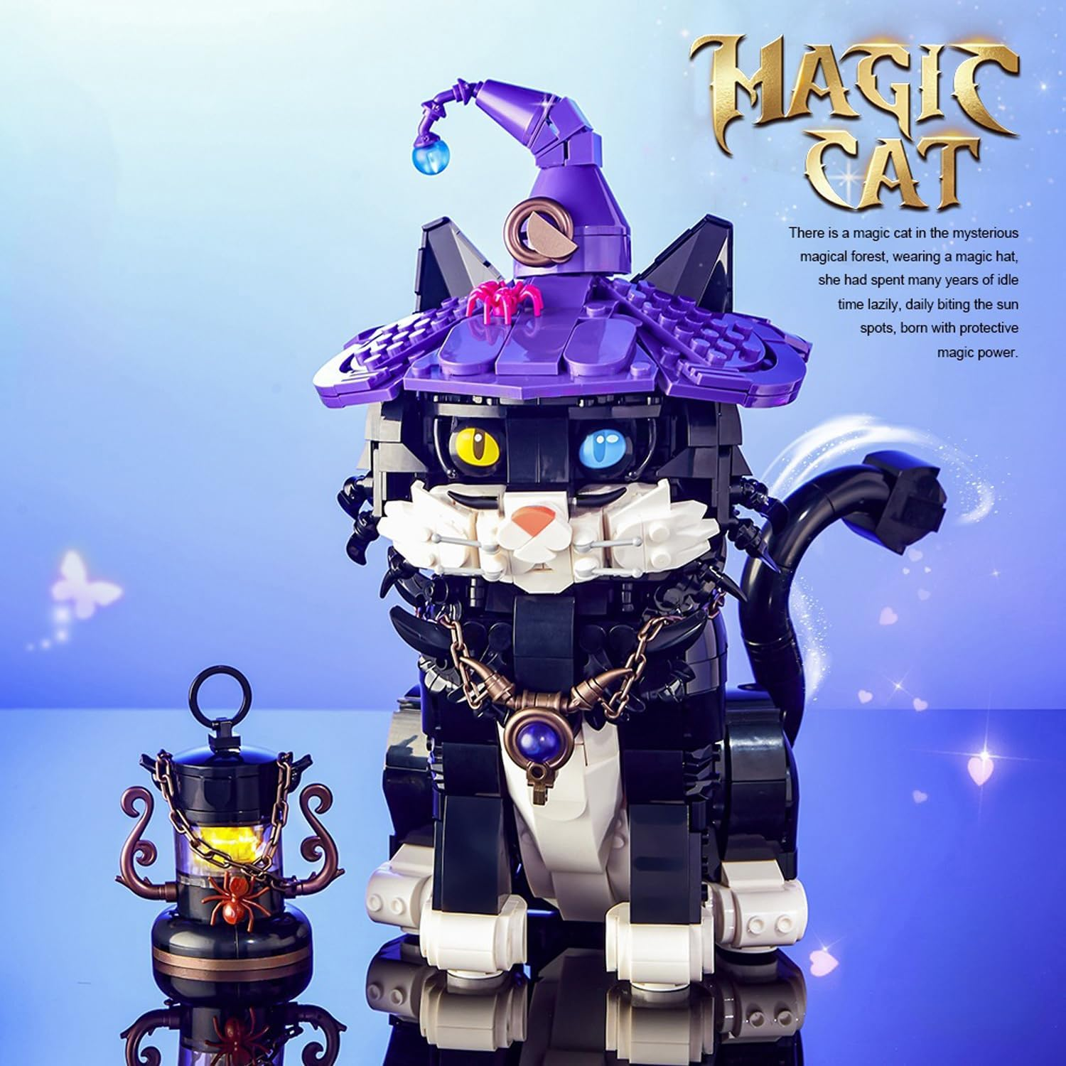 Pasyru Magic Cat Building Blocks Toy Kit, 1128 Pieces Clamping Blocks Modular Toy Model, DIY Creative Architecture Model Kit, Gift for Children and Adults image number 5