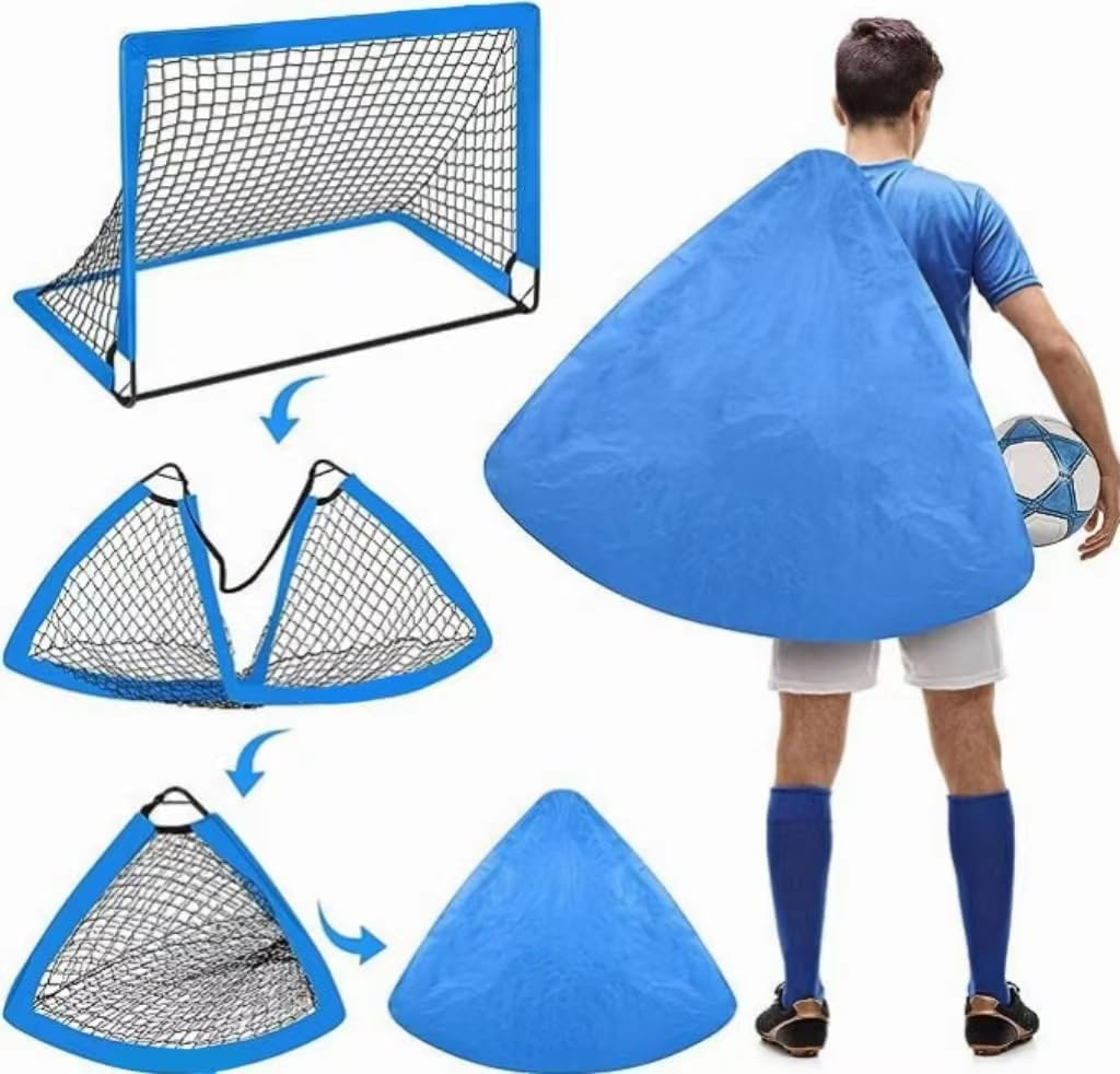 Soccer Goal Set - 2 Set of 6X4 / 4X3 Ft Toddler Soccer Nets Training Equipment, Soccer Ball, Pop up Portable Soccer Set for Kids and Youth Games and Training Goals image number 3