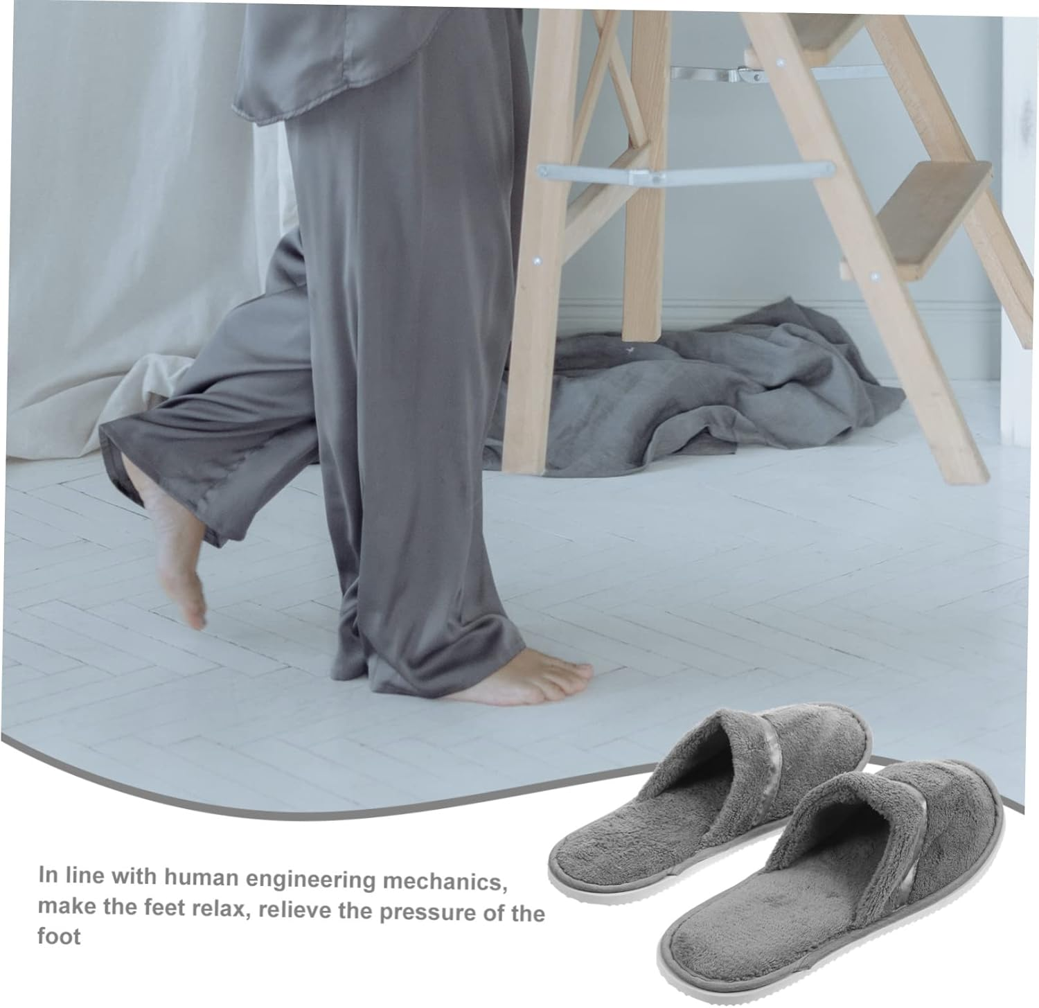 OATIPHO 2Pairs Women Fluffy Slippers Hotel Unisex Fleece Spa Slippers Breathable Bathroom Guest image number 4