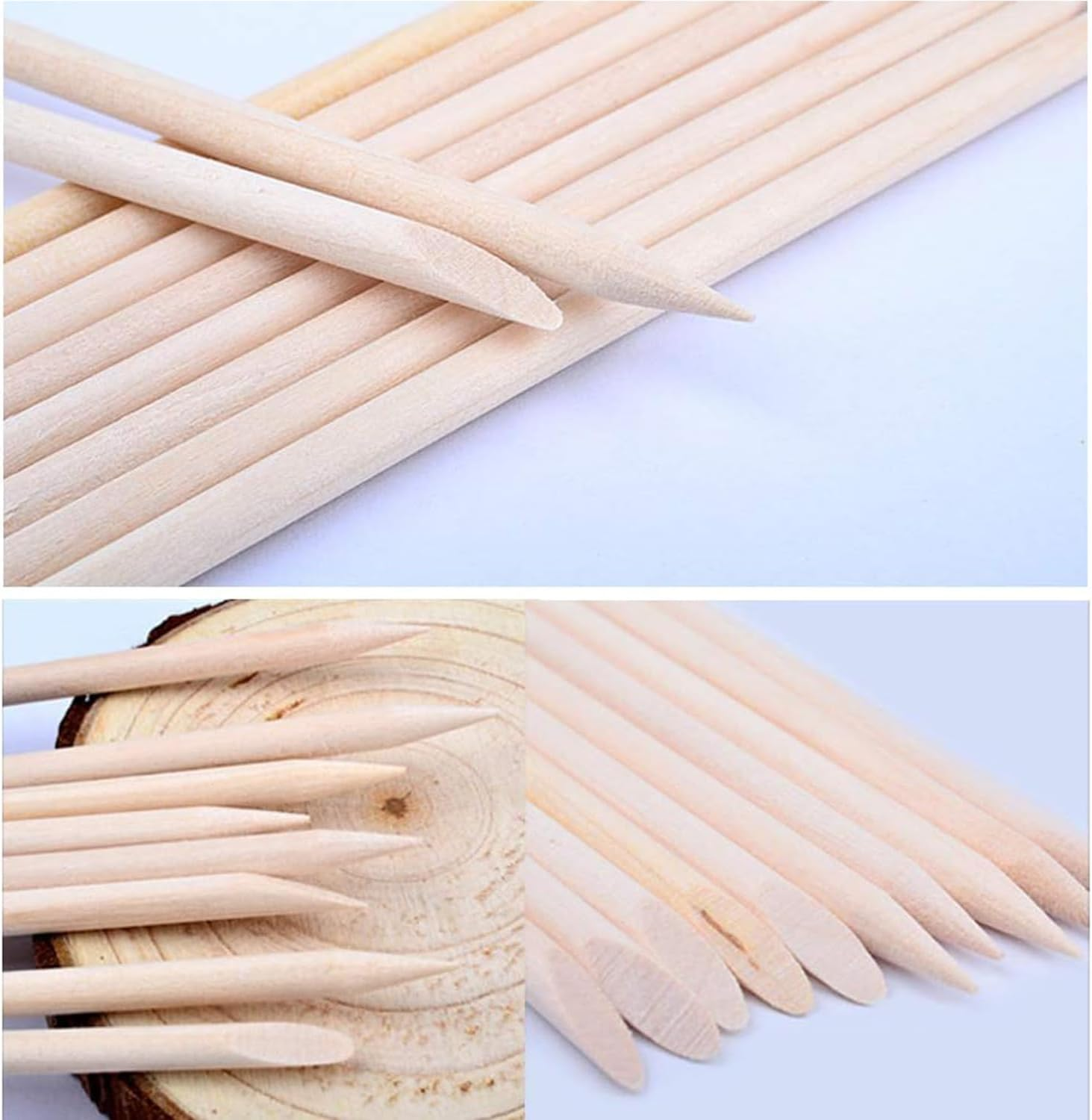 Orange Wooden Stick, 4.5 Inch Cuticle Pusher Remover Cuticle Sticks,Double Heads Multi Functional Cuticle Pusher Remover Nail Cleaning, Manicure Pedicure Tool(100 Count) image number 3