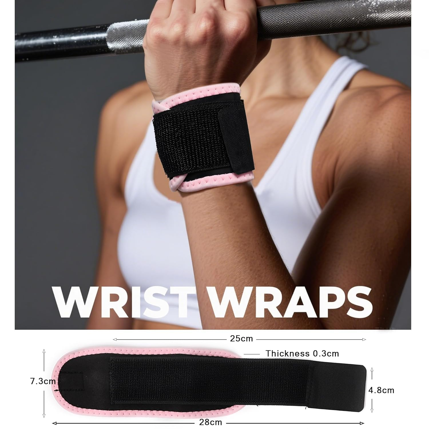 Wrist Brace 2 Pack - Wrist Support for Carpal Tunnel Pain Relief for Men & Women - Adjustable Wrist Straps for Weightlifting, Gym, Sports, Cycling - Comfortable & Flexible Wrist Guard for Sprains (Pink)